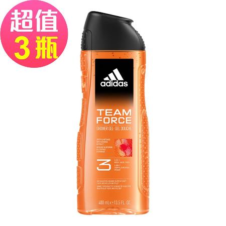 愛迪達男性三合一潔顏洗髮沐浴露(超越魅力)x3罐組(400ml/罐)🌞90D007